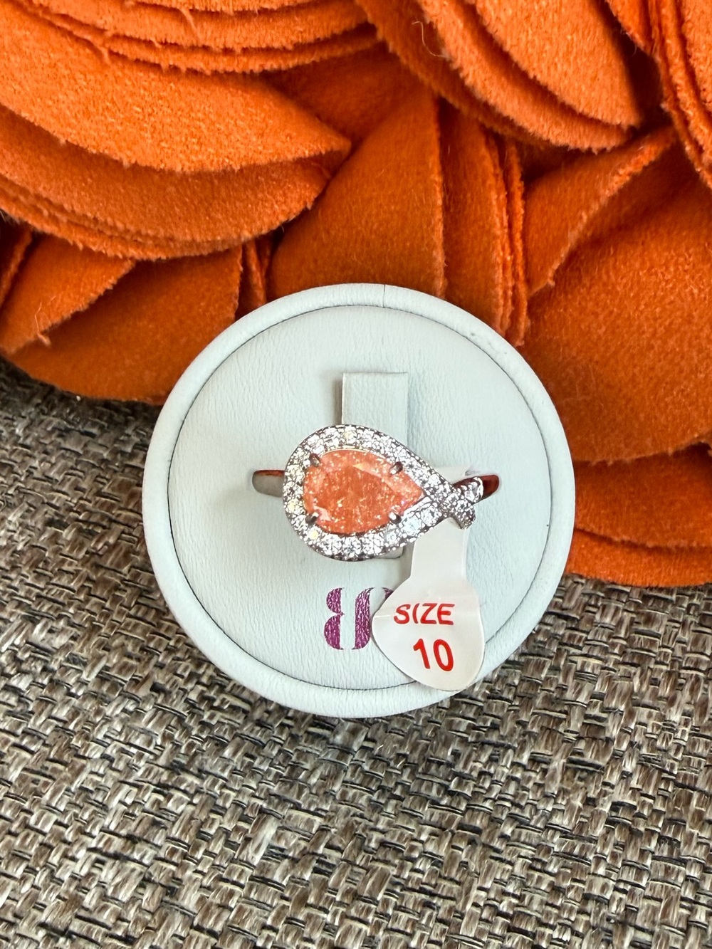 ❣️🆕Bomb Party The Sparking Fish Tangerine Ice Crystal Ring RB2100 Size 10❣️